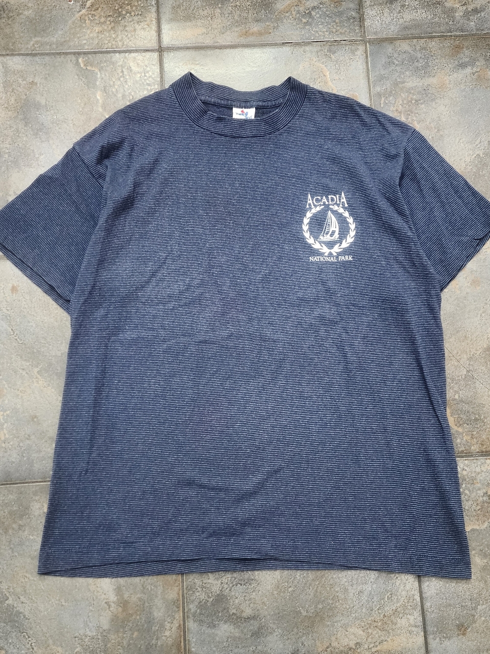 Vintage 90s Acadia National Park Maine Men's XL Striped Single Stitch T Shirt